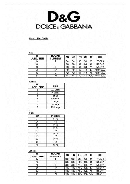 dolce gabbana size|dolce and gabbana size guide.